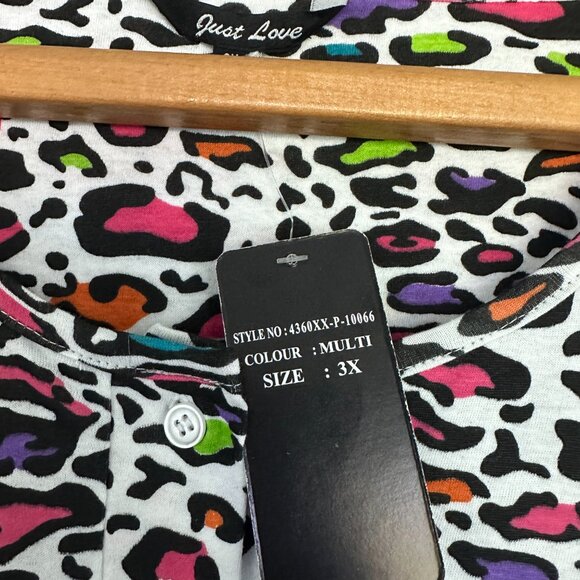 NWT Just Love 3X Neon Multi-Colored Leopard Print Dress - Picture 2 of 3